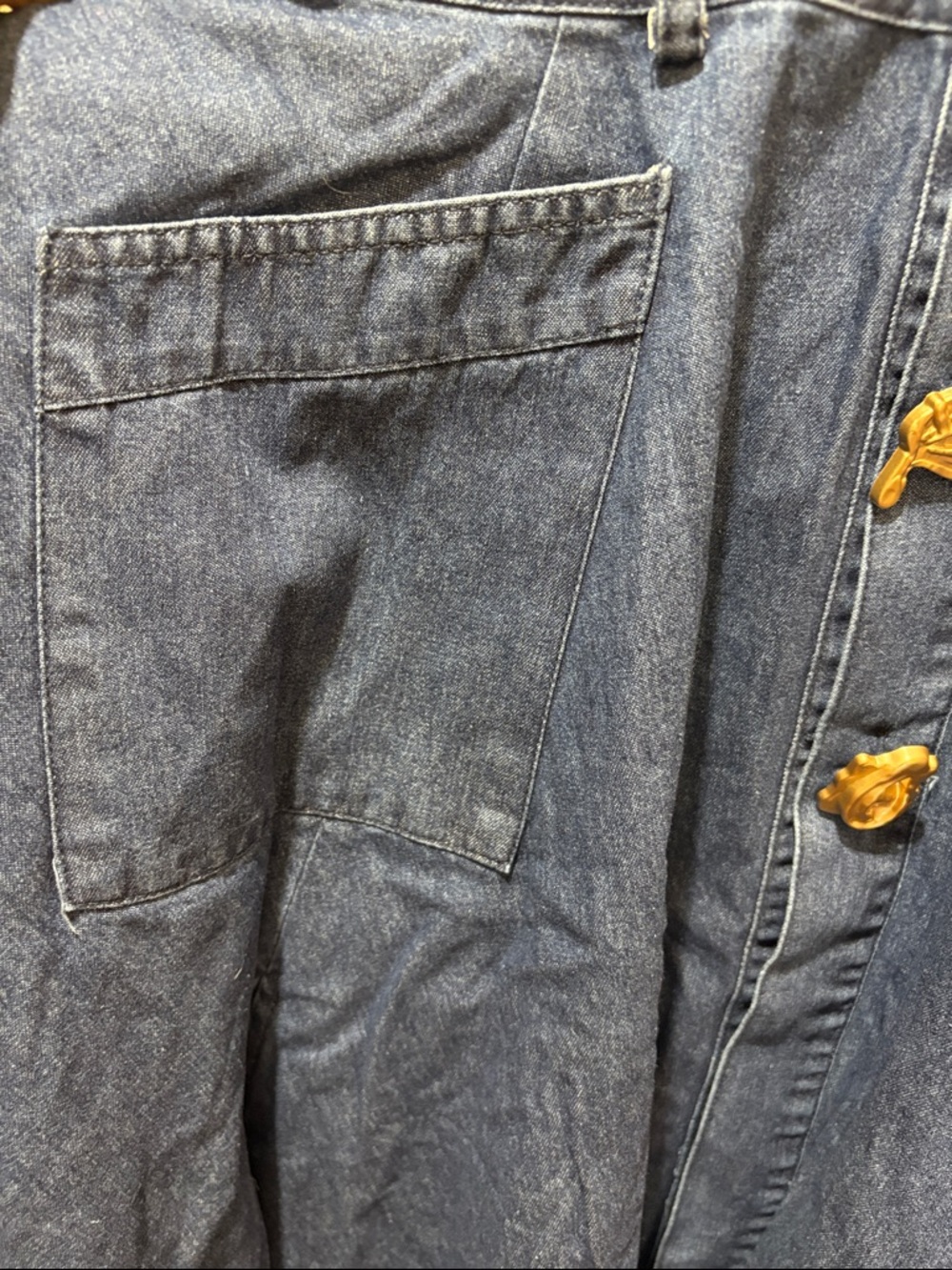 Women’s Denim Button-Front Dress - Blue - Picture 6 of 11